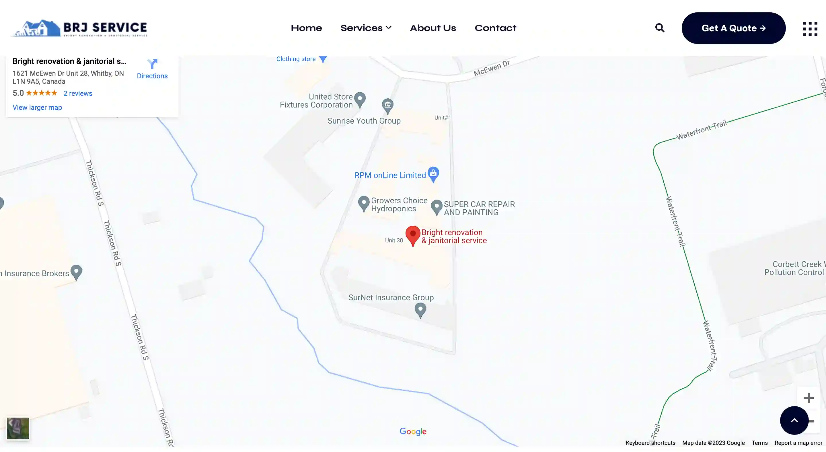 Google Maps Location Linked Solution for Bright Renovation & Janitorial Service